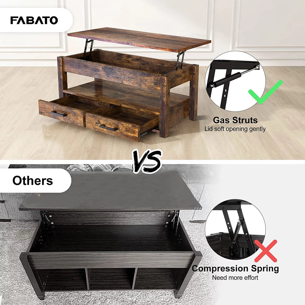 23 In Lift Top Coffee Table with 2 Drawers, Brown I853