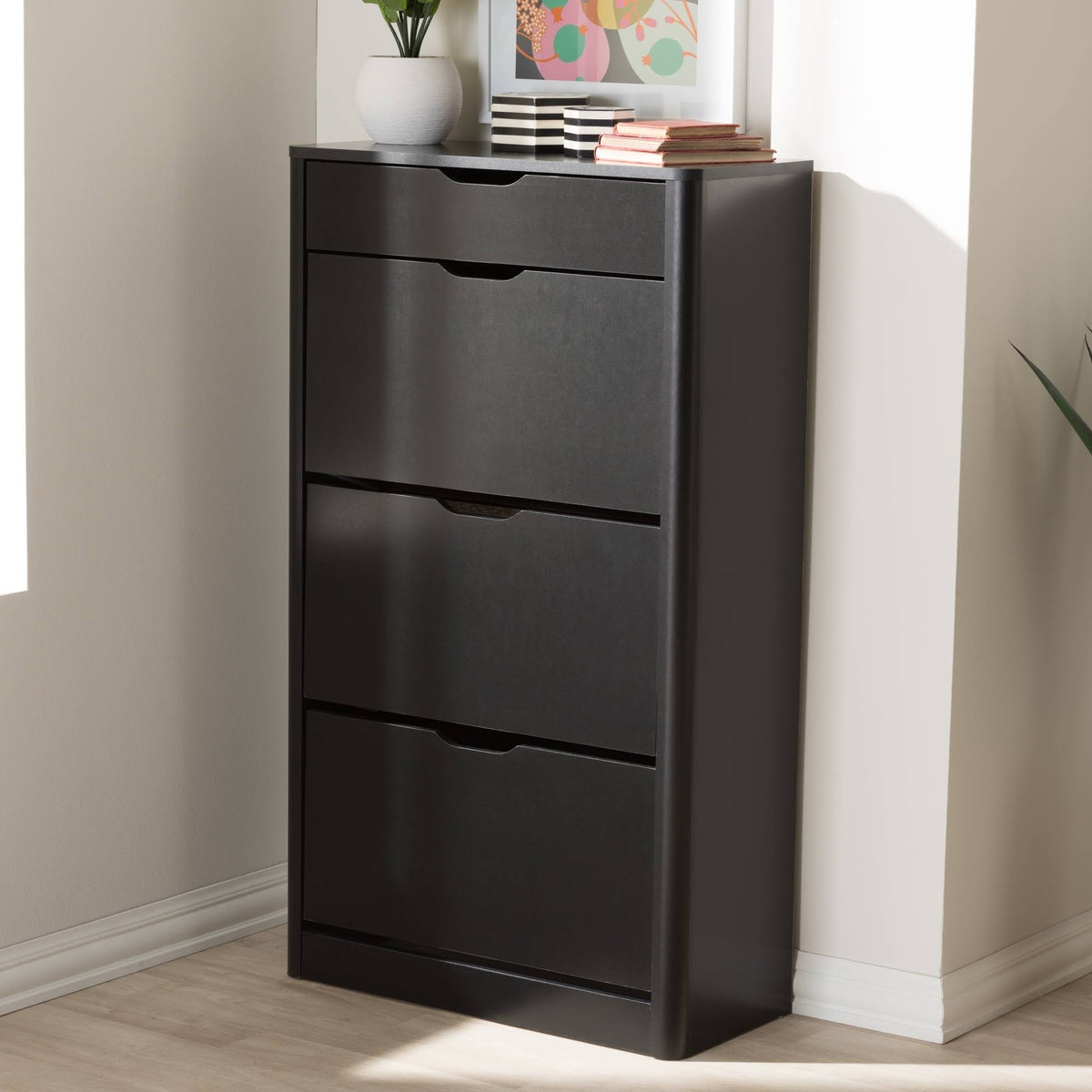 Black Wood Storage Cabinet W3905