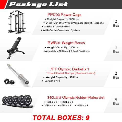 Multi-Function Squat Rack Power Cage with Cable Crossover System G211855