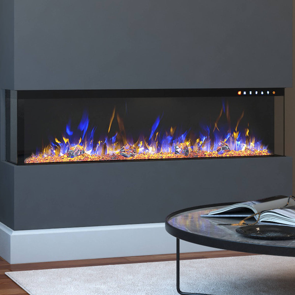 43" Modern Linear Electric Wall Mounted Fireplace Y3497