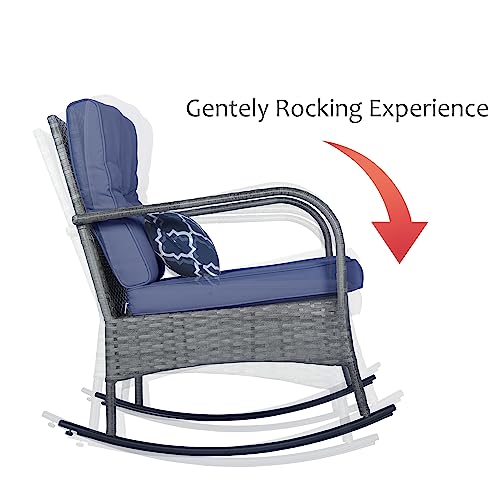 3 PCS Outdoor Rocking Chair Set with Cushions & Coffee Table B457