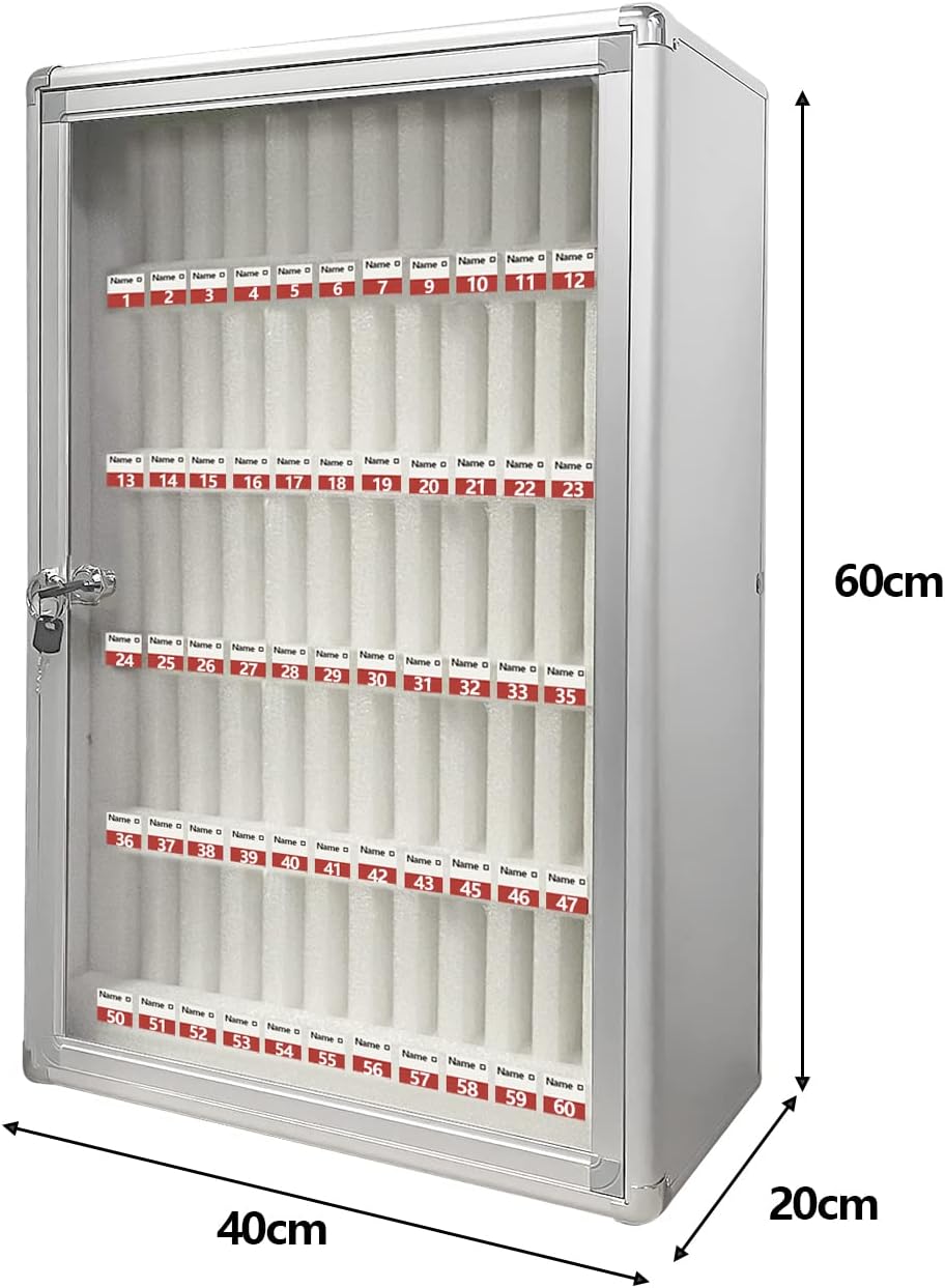 60 Slots Aluminum Alloy Cell Phones Storage Cabinet with Lock O13751