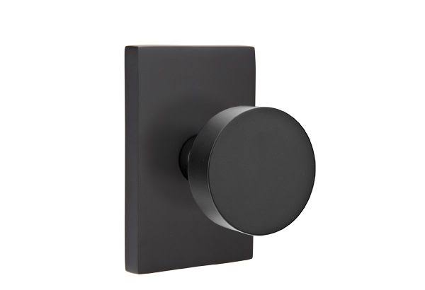Flat Black Round Knob with Rectangular Rosette U909
