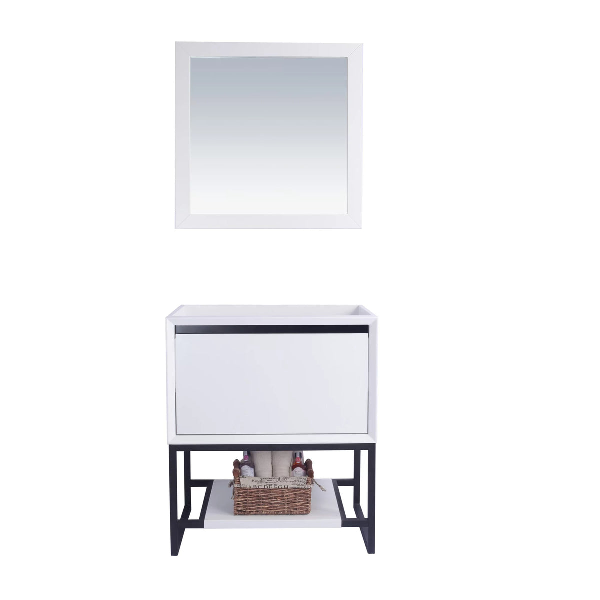 30" Oak Wood and Stainless Steel Cabinet in White Y6471