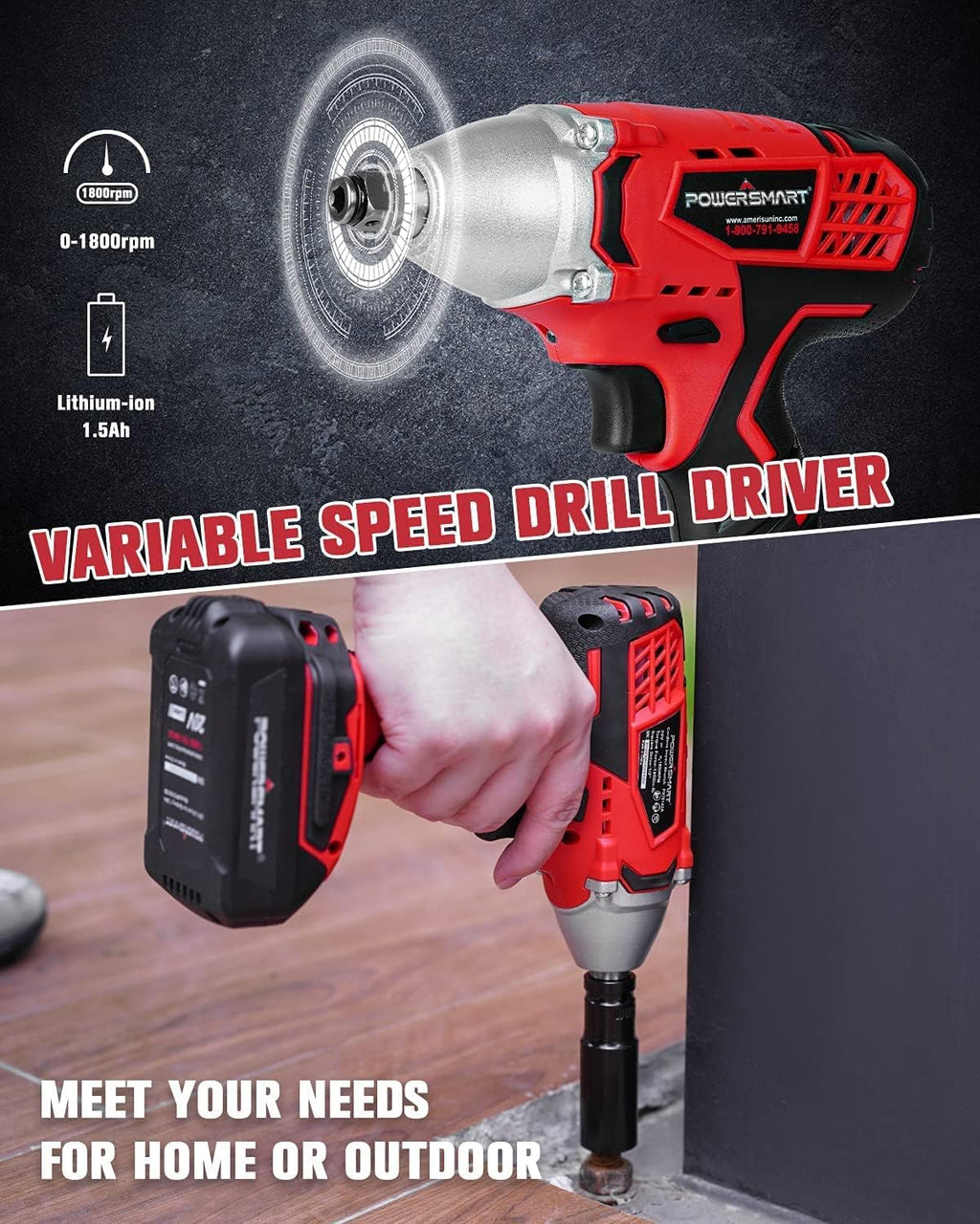Cordless Impact Wrench 3-in-1, 20V Battery and Fast Charger, Pack of 2 N579