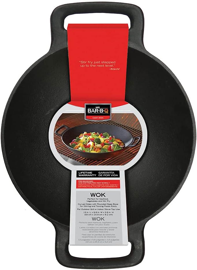 Cast Iron Wok with 2 Handles Black Q8867