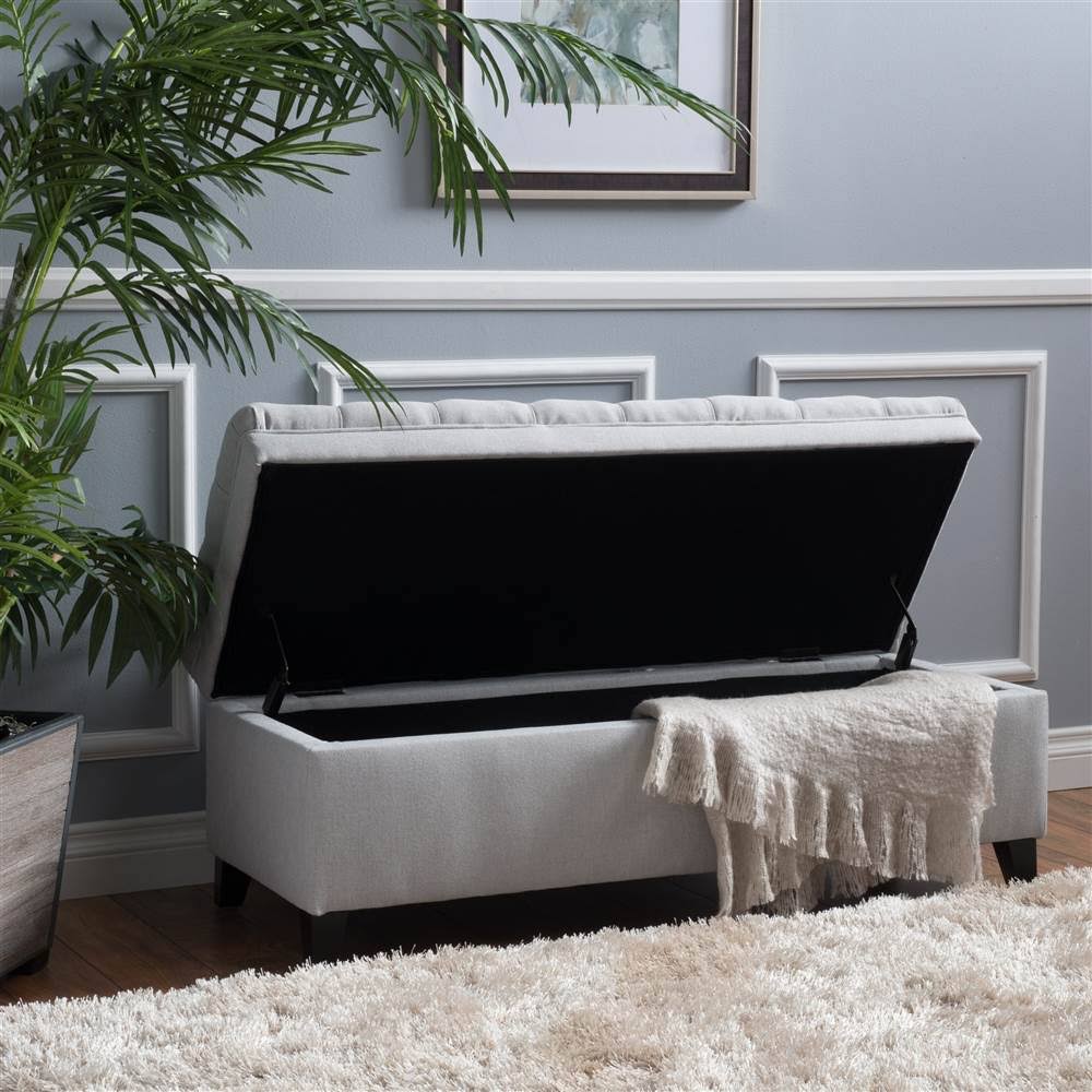 Light Gray Storage Ottoman J2355