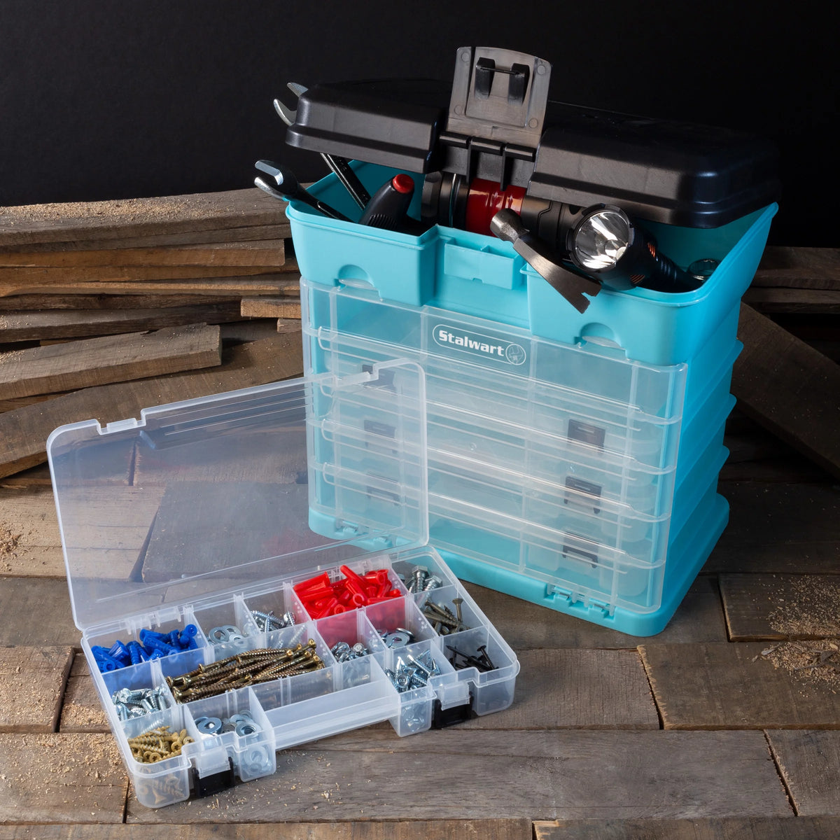 Green 4 Drawer Storage and Tool Box B2492
