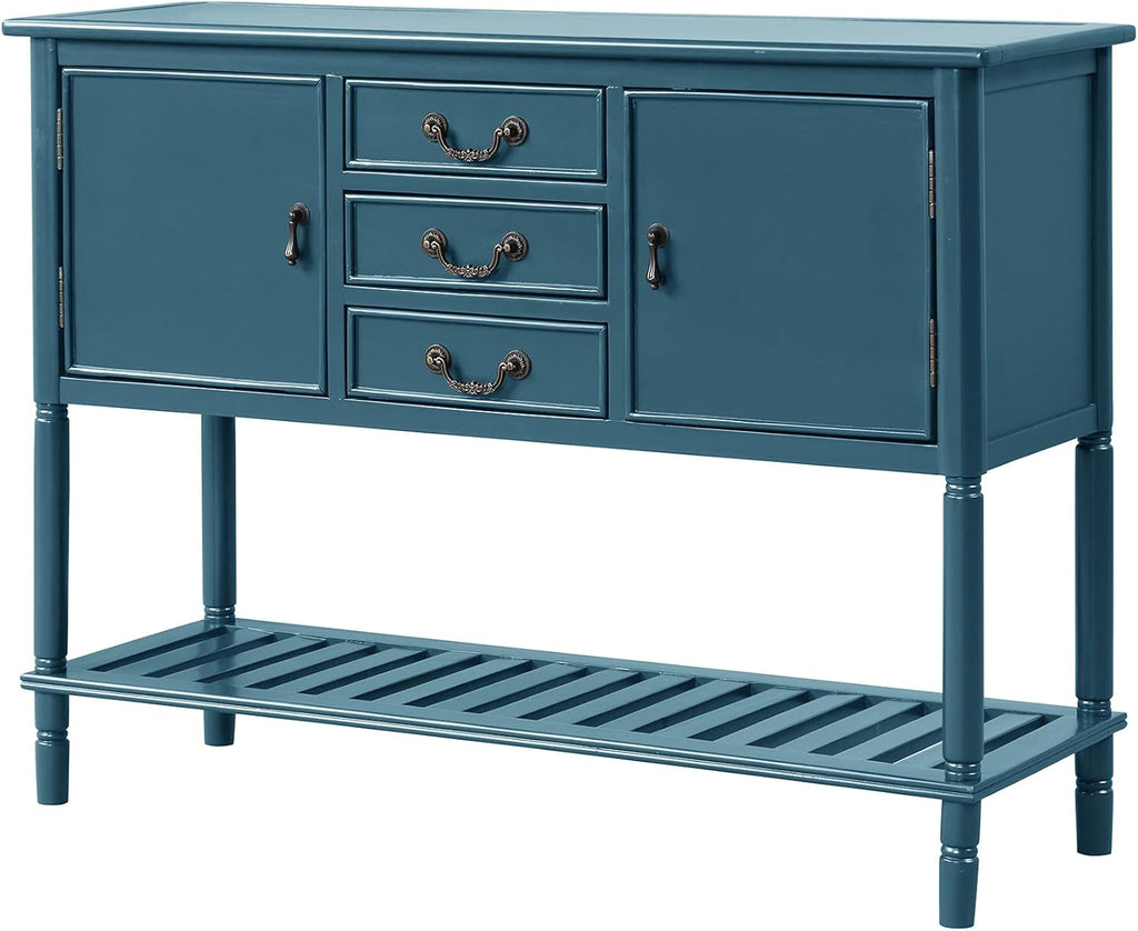 Solid Wood Console Table with 3 Drawers, 2 Cabinet and 1 Shelf G813