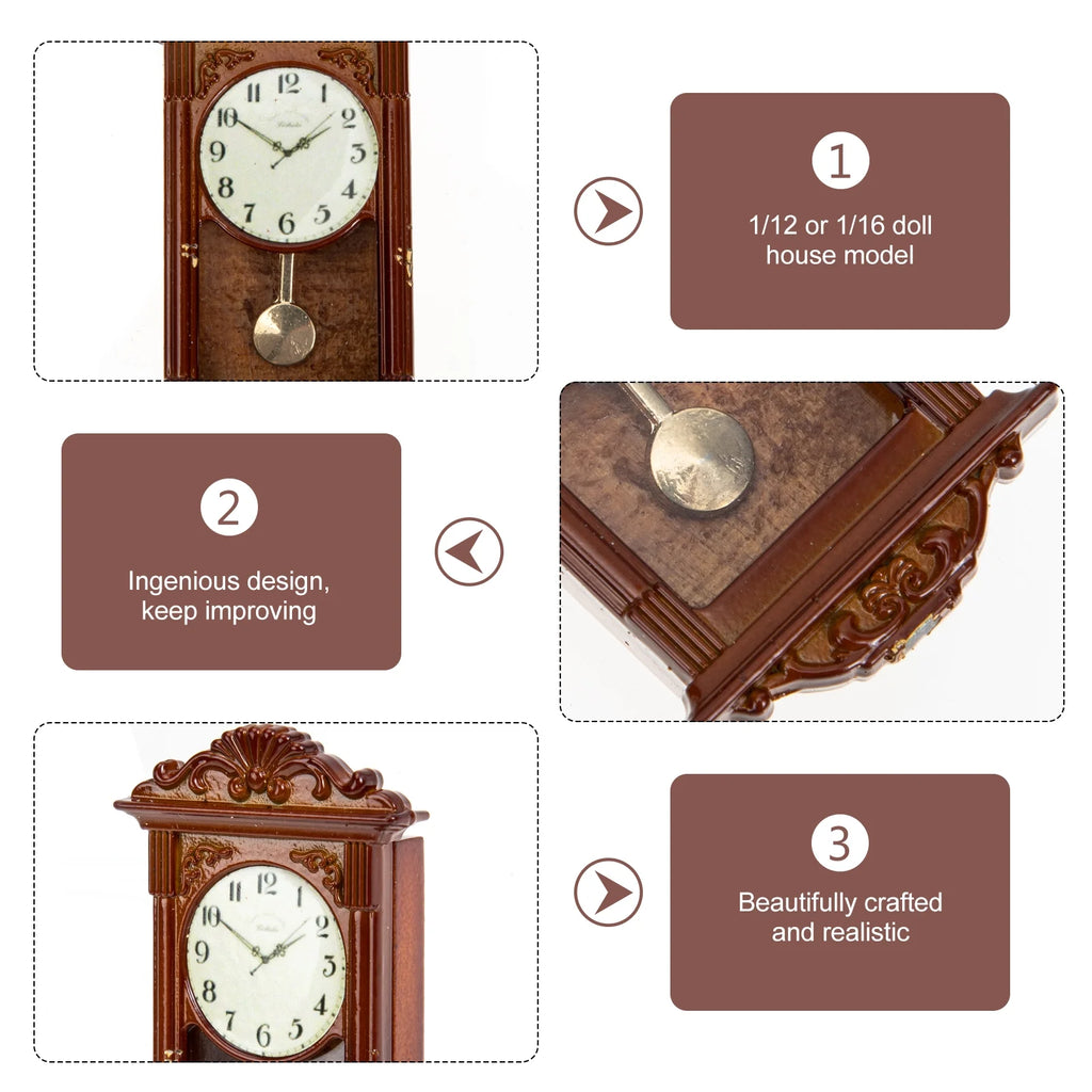 Metal Dollhouse Hanging Clock Toy Doll Furniture M6826