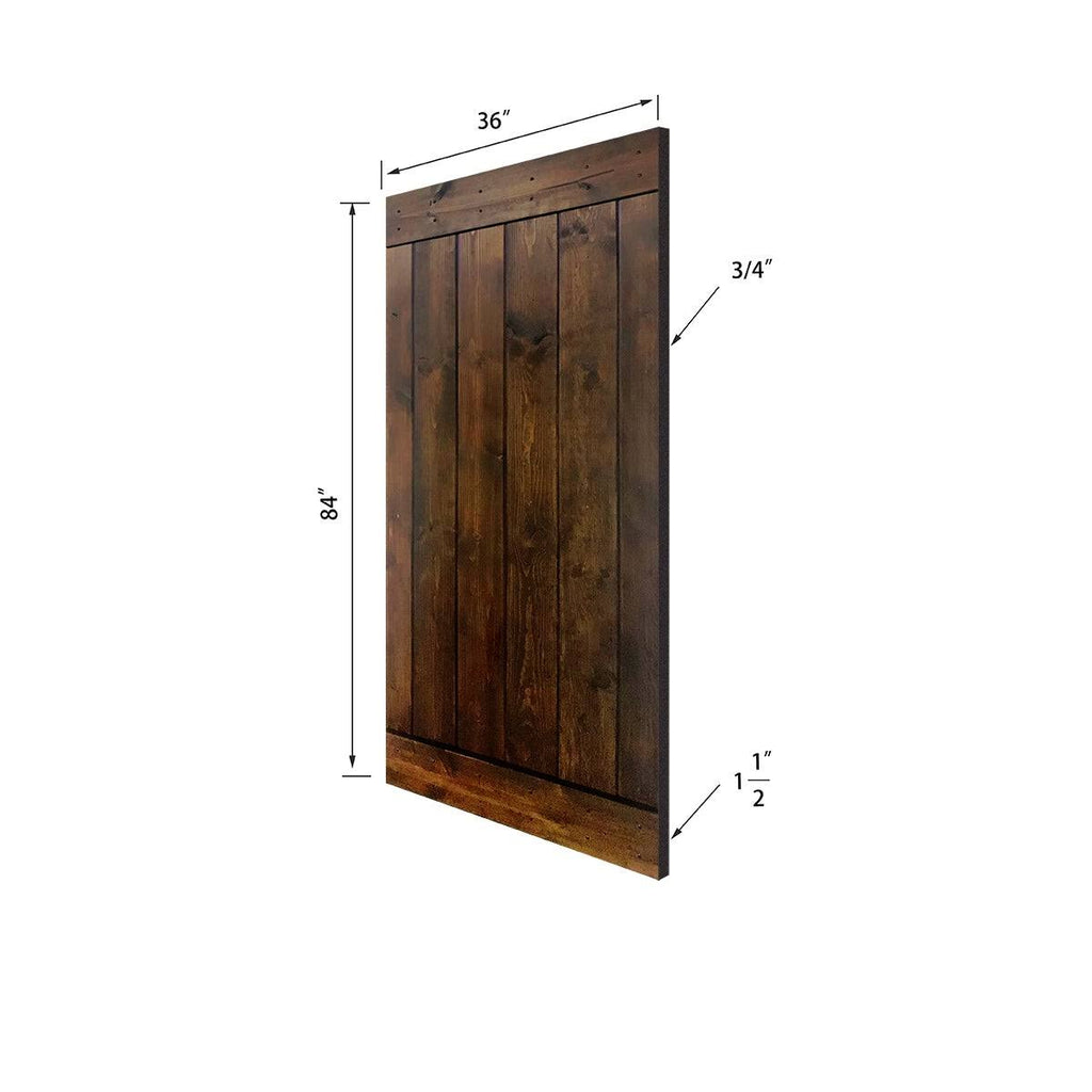 12-Panel Dark Brown Painted Wood Sliding Door with Installation Hardware Kit T675759