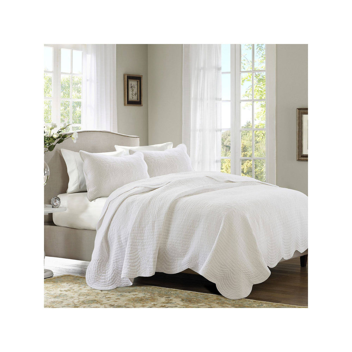 3 Piece Coverlet Set King/Cal King White Y4499
