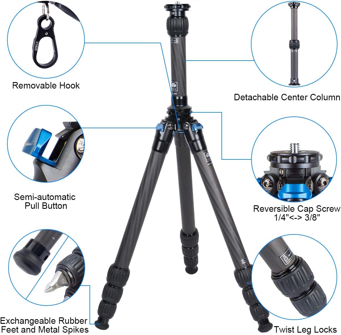 Carbon Fiber Tripod with Two-Section Center Column W4190