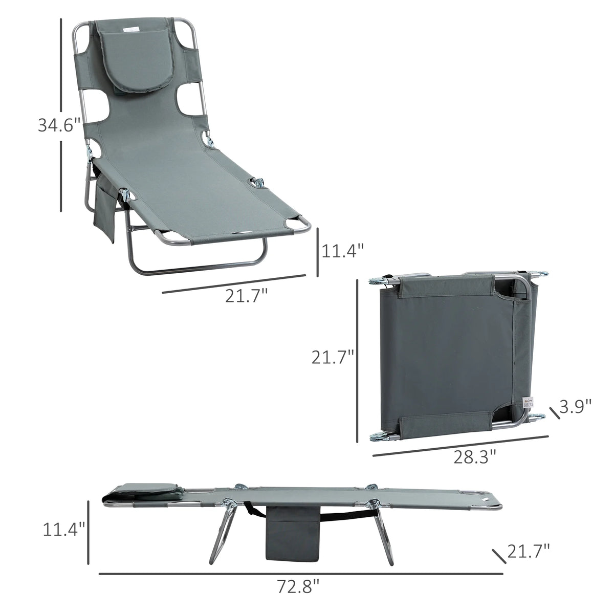 Folding Outdoor Lounge with Face Hole, Gray A76618