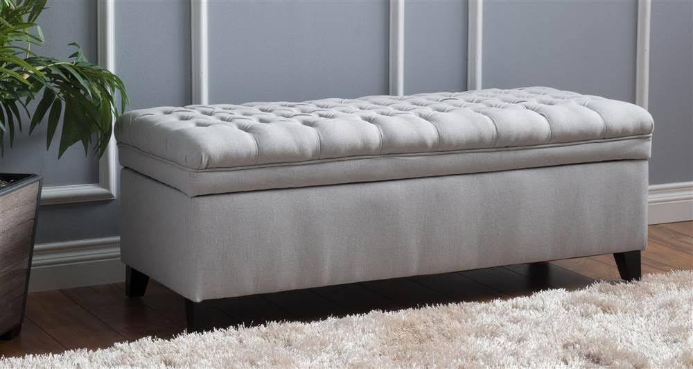 Light Gray Storage Ottoman J2355