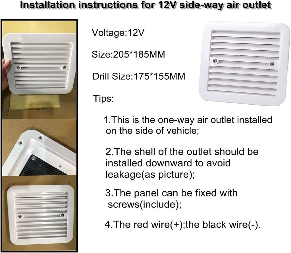 12V One-Way Ventilation Fan for Car RV Van (Black) N68149