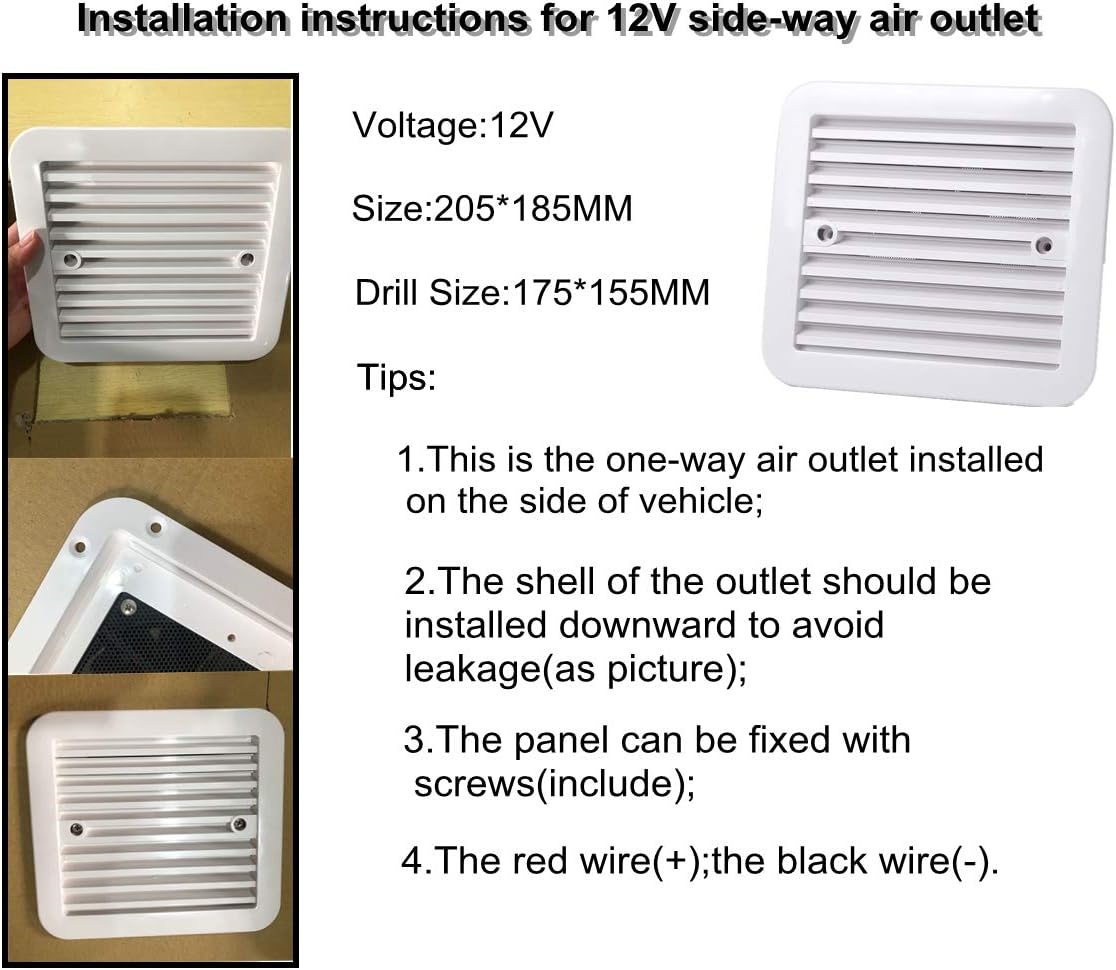 12V One-Way Ventilation Fan for Car RV Van (Black) N68149