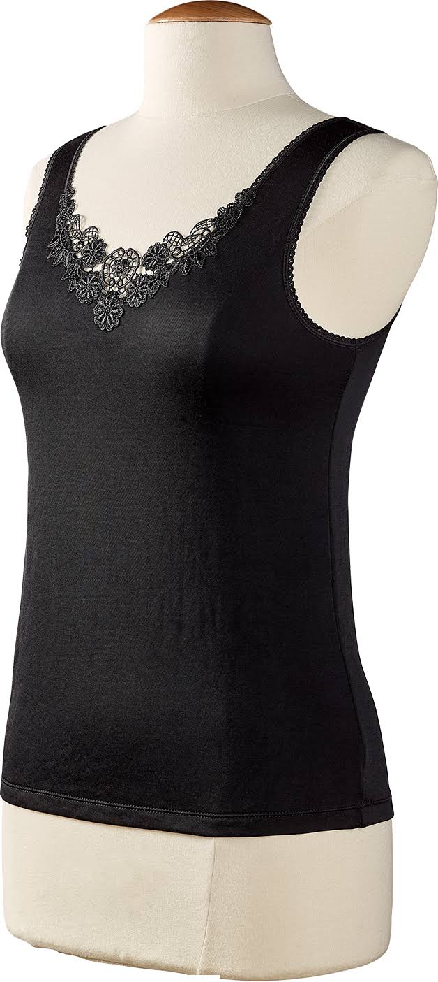 Scoop-Neck Camisole with Lace Trim Black 1X-Large J1719
