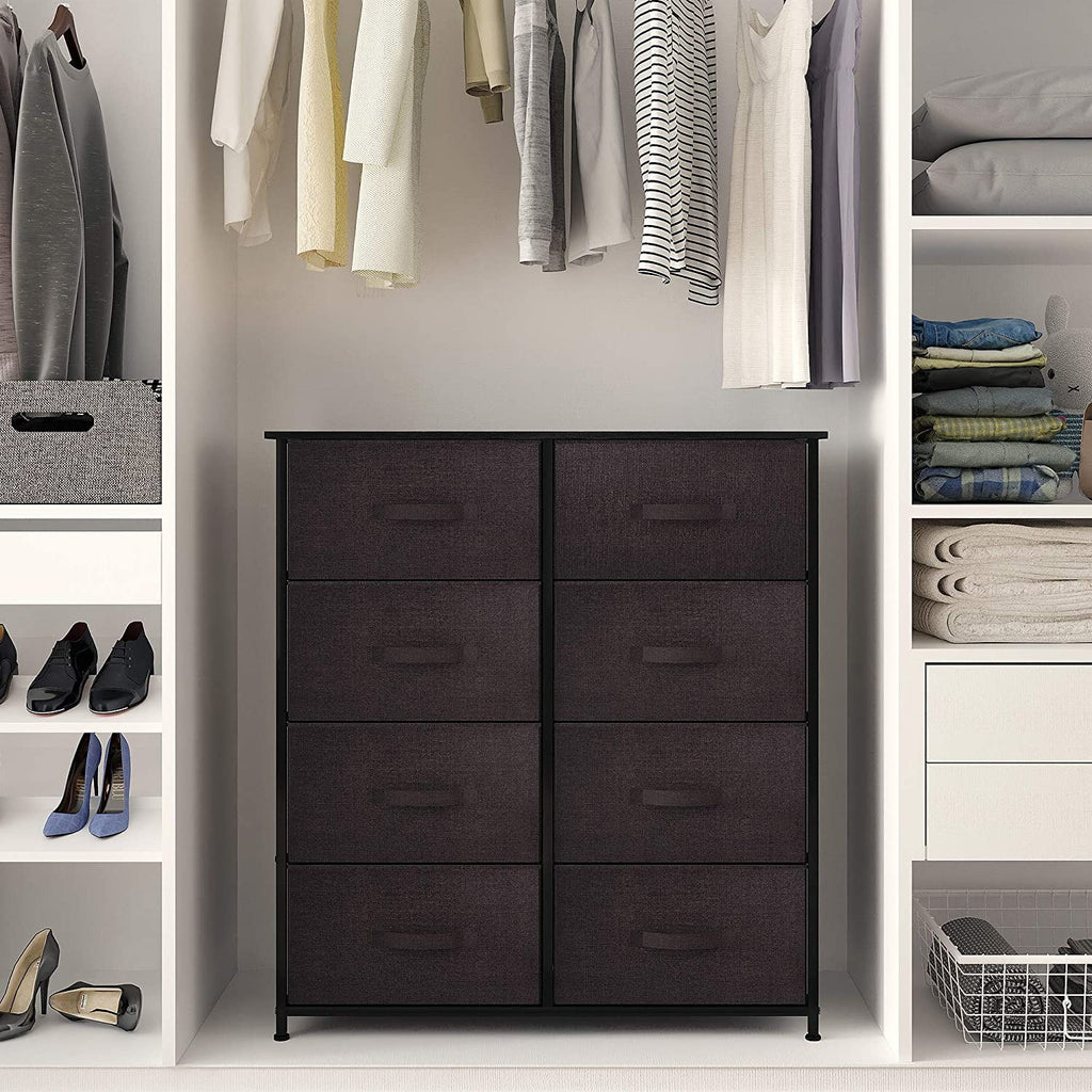 8 Drawer Fabric Dresser with Wooden Top Shelf S91358