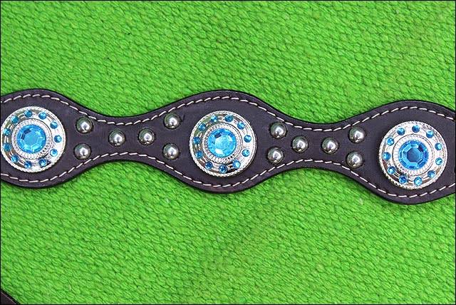 American Leather Turquoise Western Headstall Horse Bridle I9790