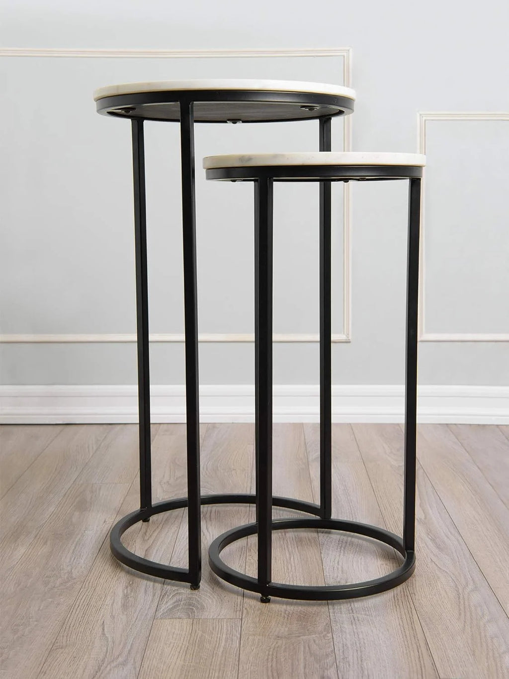 White Black Marble Nesting Tables D9257