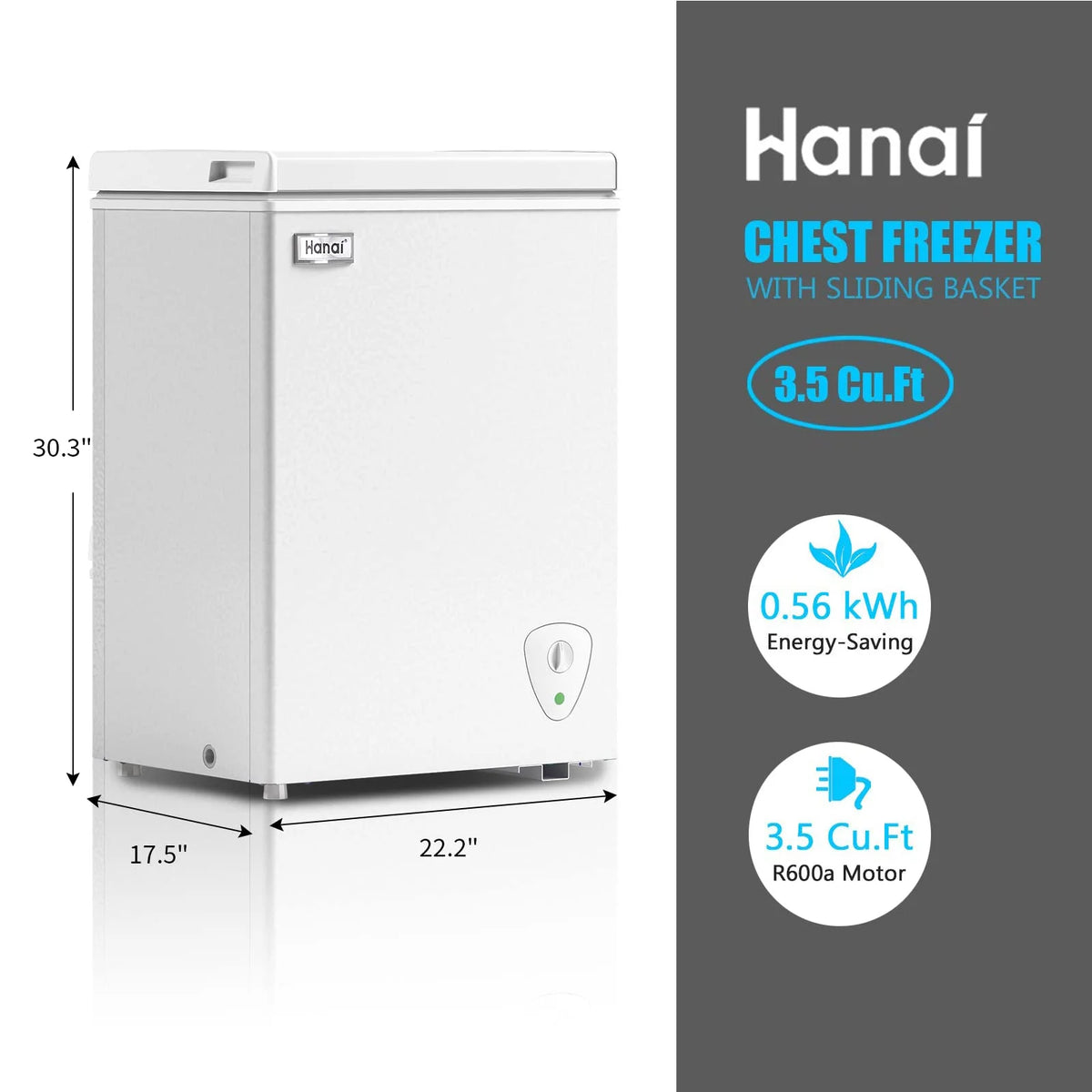 3.5 Cu.ft White Chest Freezer Q554