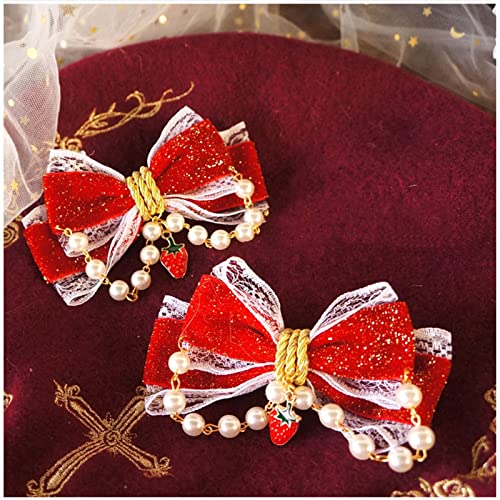 Red Velvet Bow Hair Clips D4973