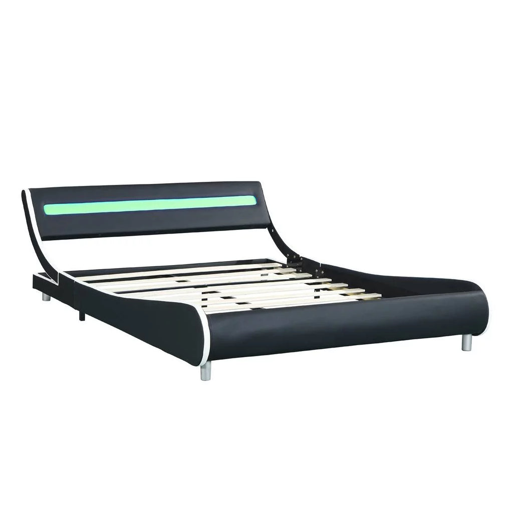 Faux Leather Upholstered Platform Bed Frame Queen Size C7433