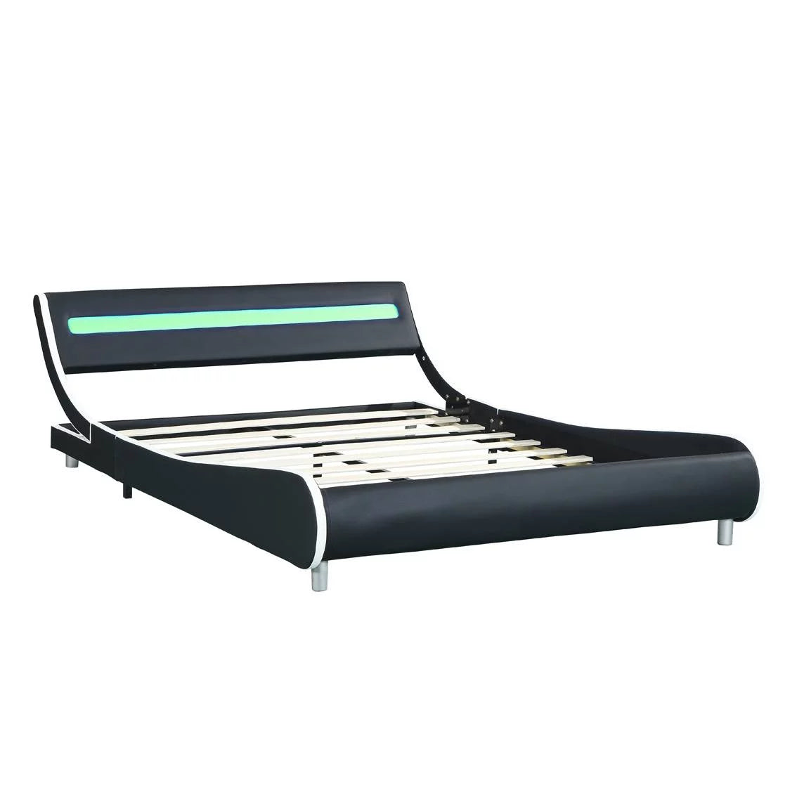 Faux Leather Upholstered Platform Bed Frame Queen Size C7433
