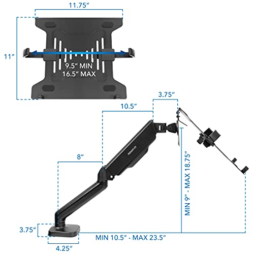 Full Motion VESA Monitor Desk Mount with Laptop Tray G18038