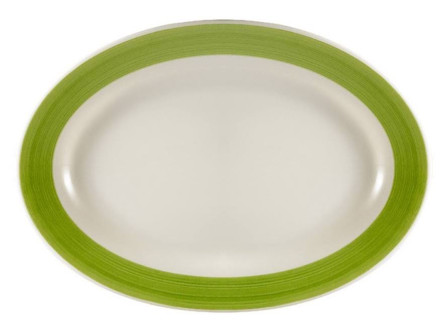 Green Stoneware Oval Rolled Edge Platter J1777