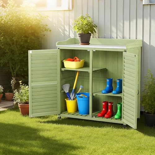 Waterproof Wooden Potting Bench with Metal Work Top B949