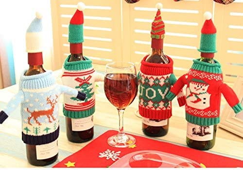 4 Pack Christmas Wine Bottle Covers and Hats Kit R793956