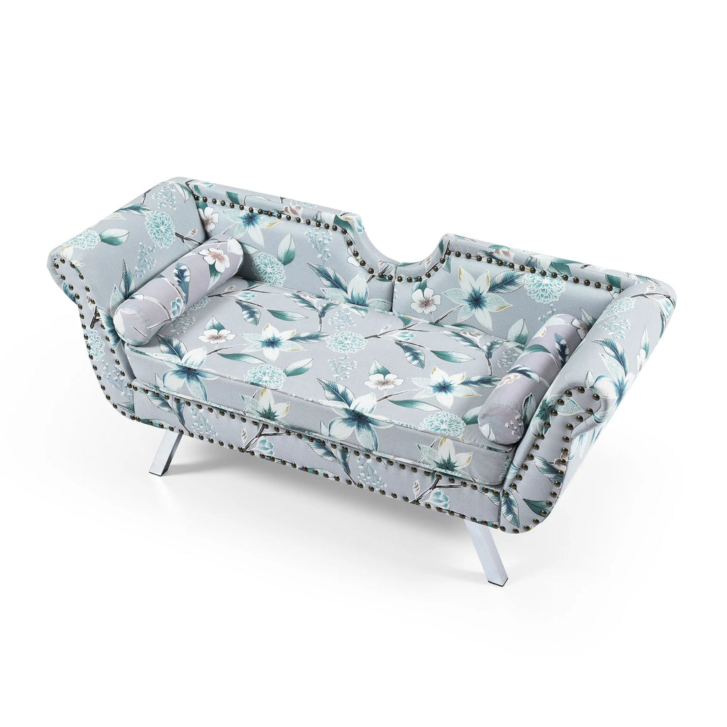 Modern Velvet Loveseat Sofa with Removable Cushion Metal Legs F170