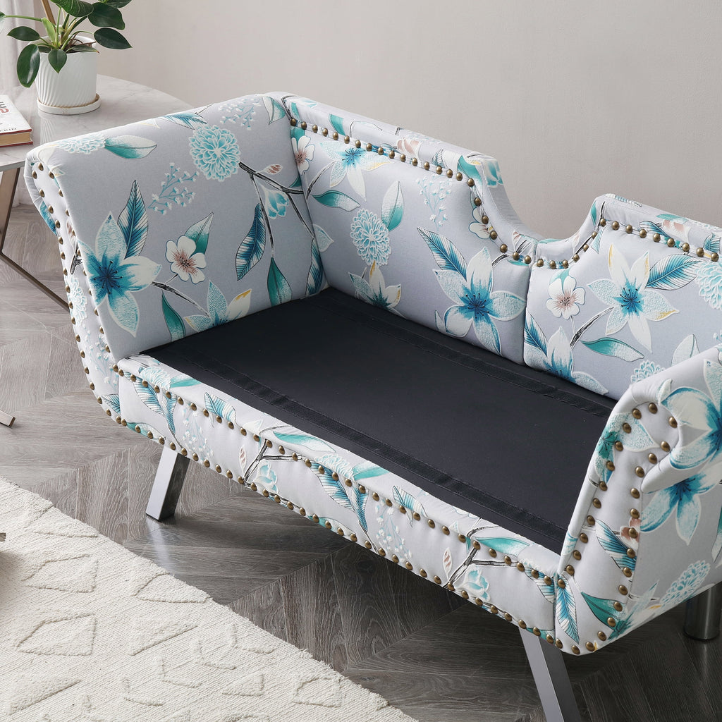 Modern Velvet Loveseat Sofa with Removable Cushion Metal Legs F170