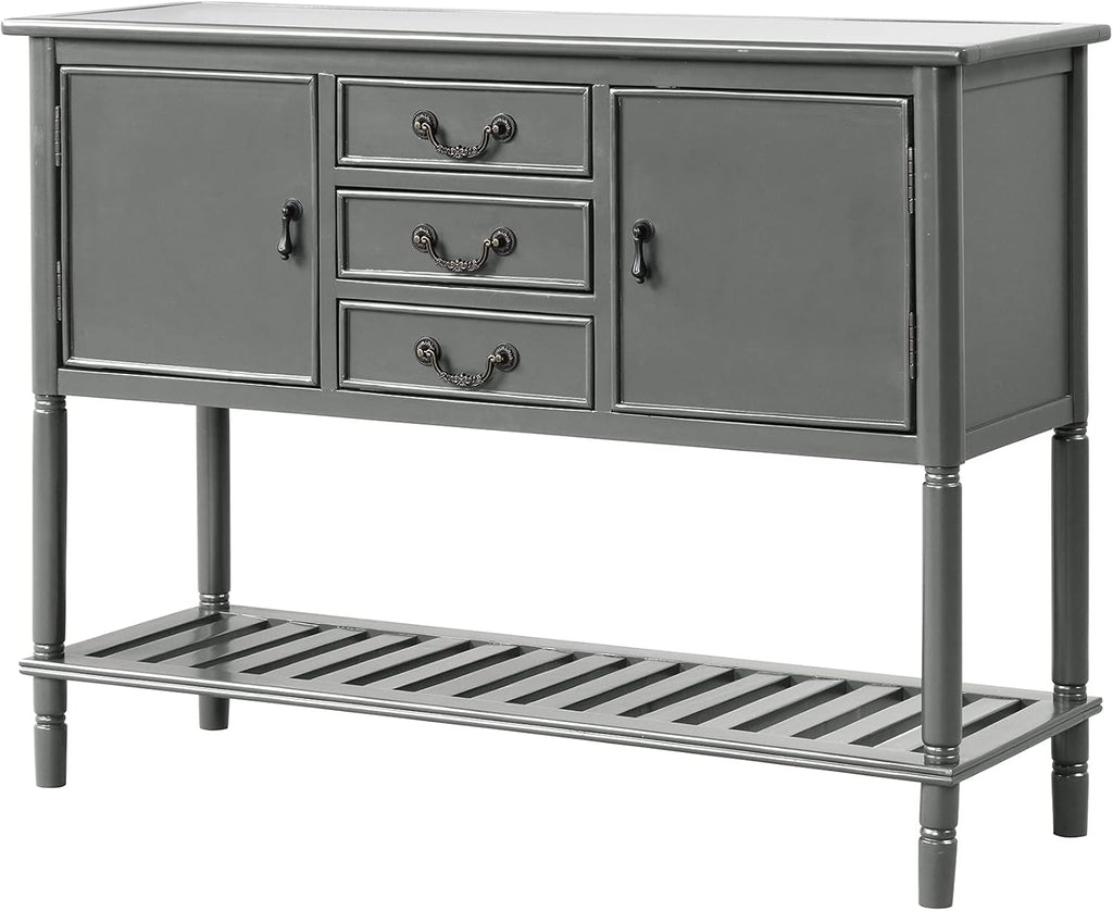 Solid Wood Console Table with 3 Drawers, 2 Cabinet and 1 Shelf G813