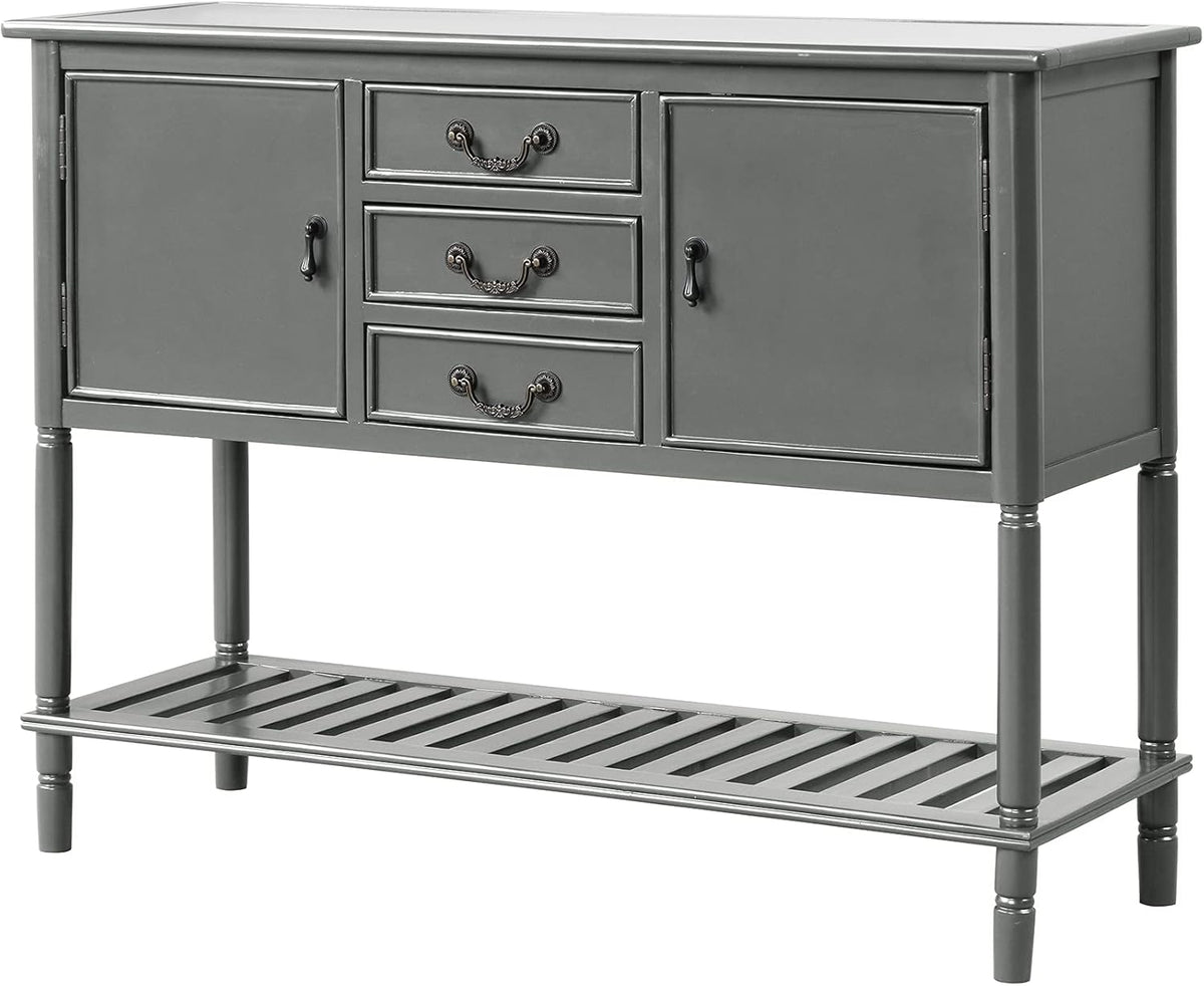 Solid Wood Console Table with 3 Drawers, 2 Cabinet and 1 Shelf G813