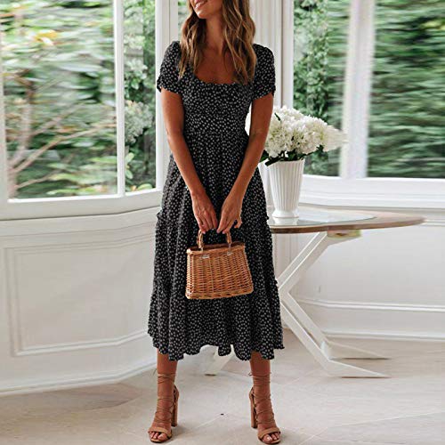 Womens Flowy Short Sleeve Empire Waist Smocked Dress E988