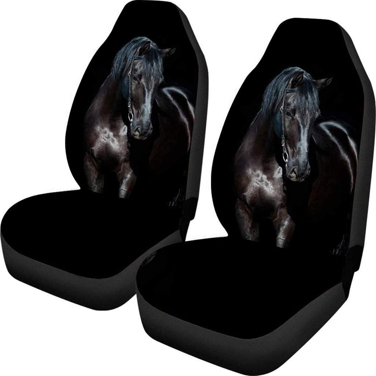 Non Slip Neoprene Front Seat Covers Set of 2 Black White Universal Size V88077