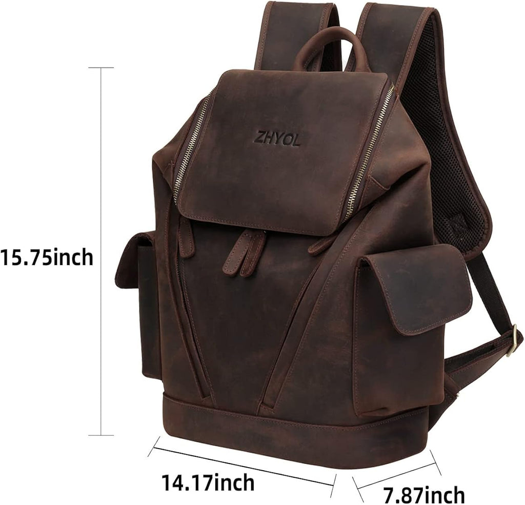 Genuine Leather Laptop Backpack O980