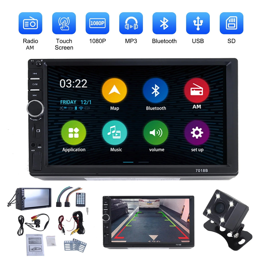 Double DIN Car Stereo with 4 LED Rearview Camera N846964