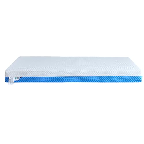 Baby Crib Mattress with Removable Outer Cover, White & Blue L185905