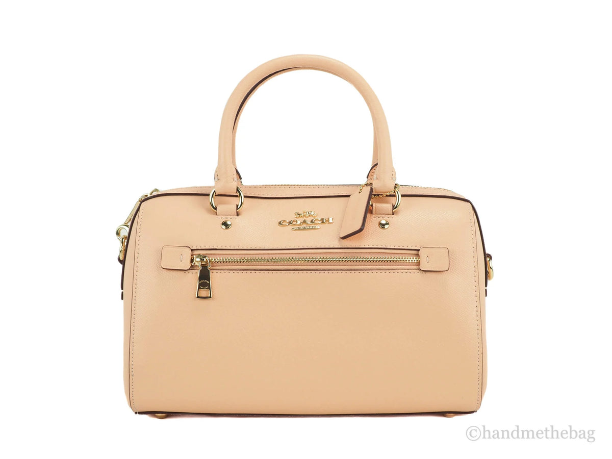 Faded Blush Grain Leather Medium Satchel Crossbody Handbag A368138