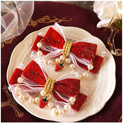 Red Velvet Bow Hair Clips D4973