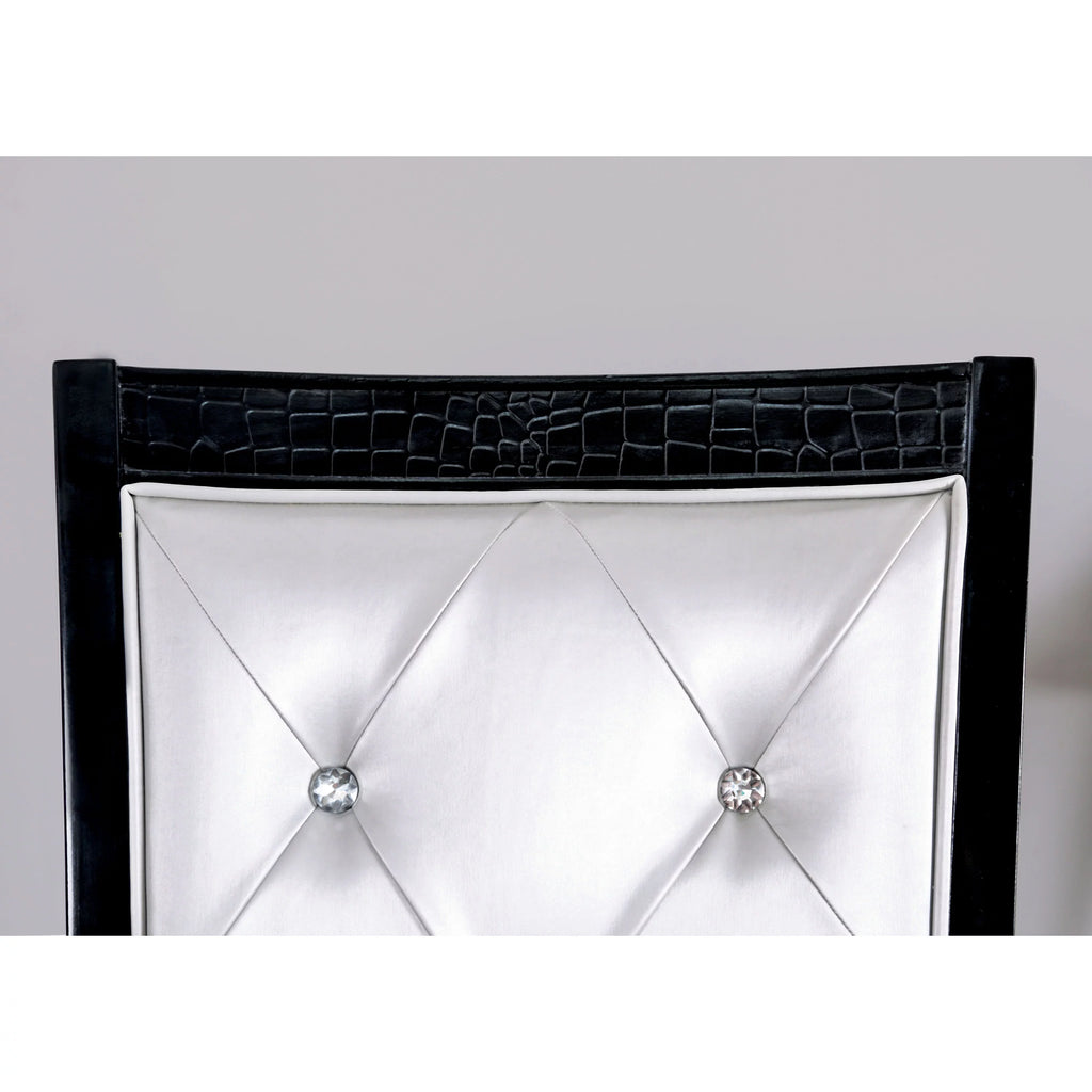 Black and Silver Tufted Side Chairs Set of 2 F434