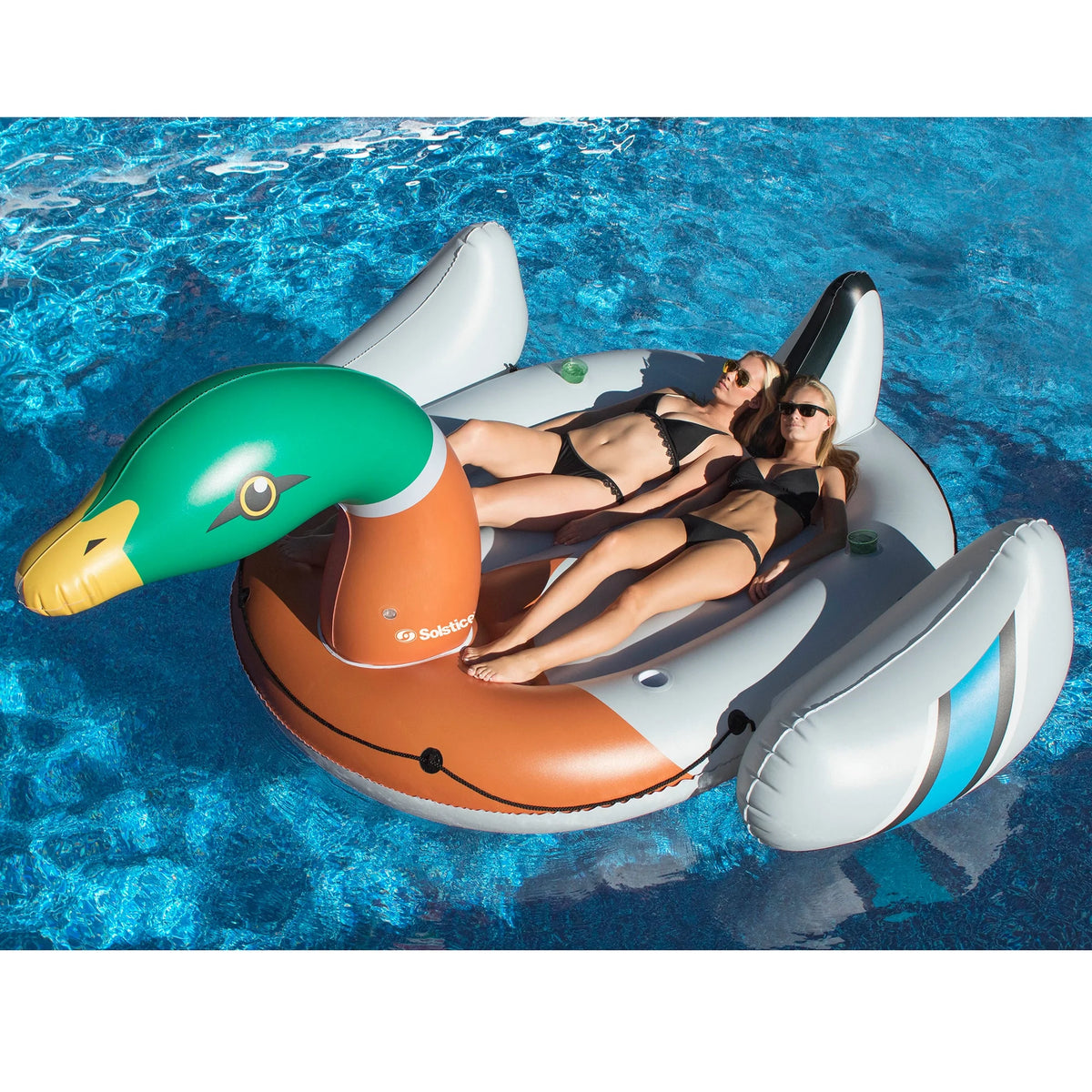 Giant Inflatable Ride On 131 Inch Swimming Pool Duck Island Float C82766