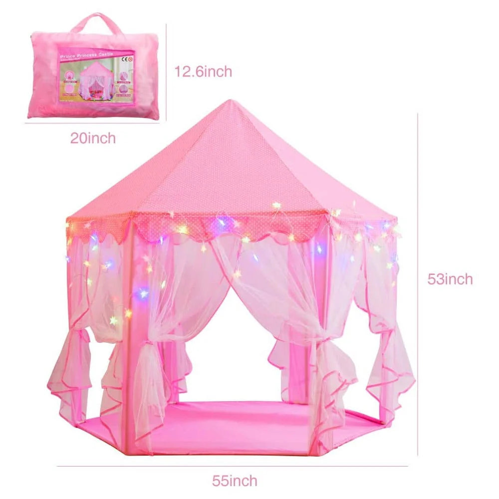 Hexagon Play Tent for Kids with Star Lights L298982