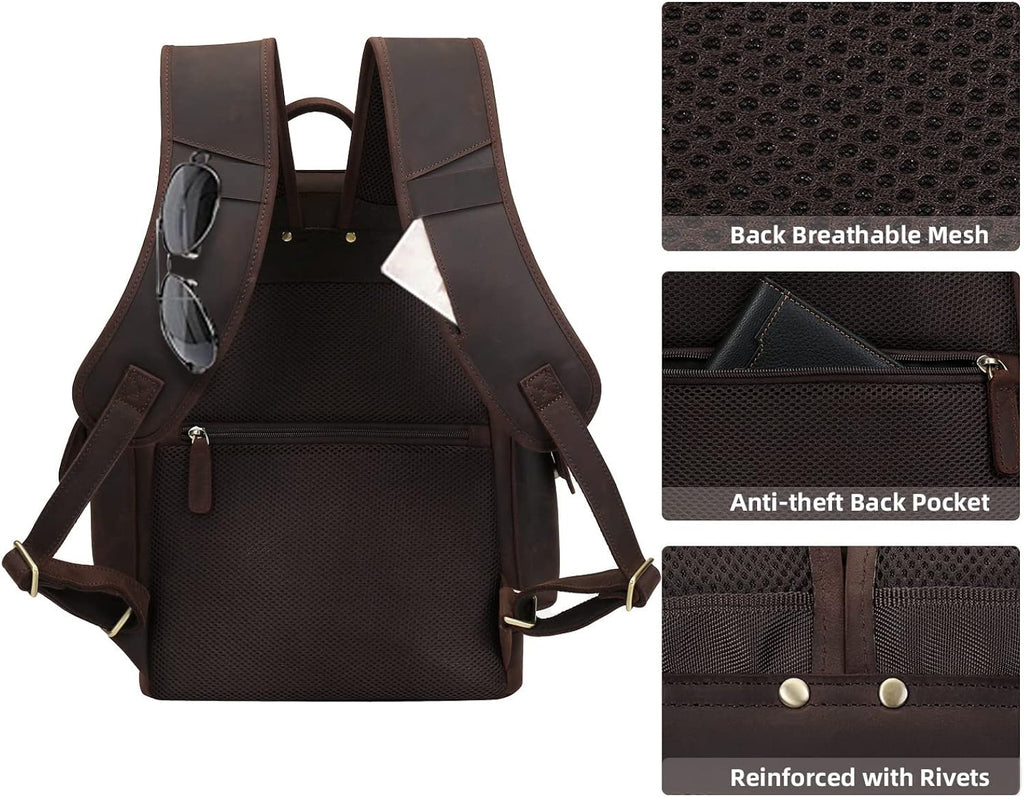 Genuine Leather Laptop Backpack O980