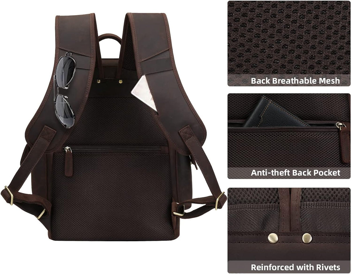 Genuine Leather Laptop Backpack O980