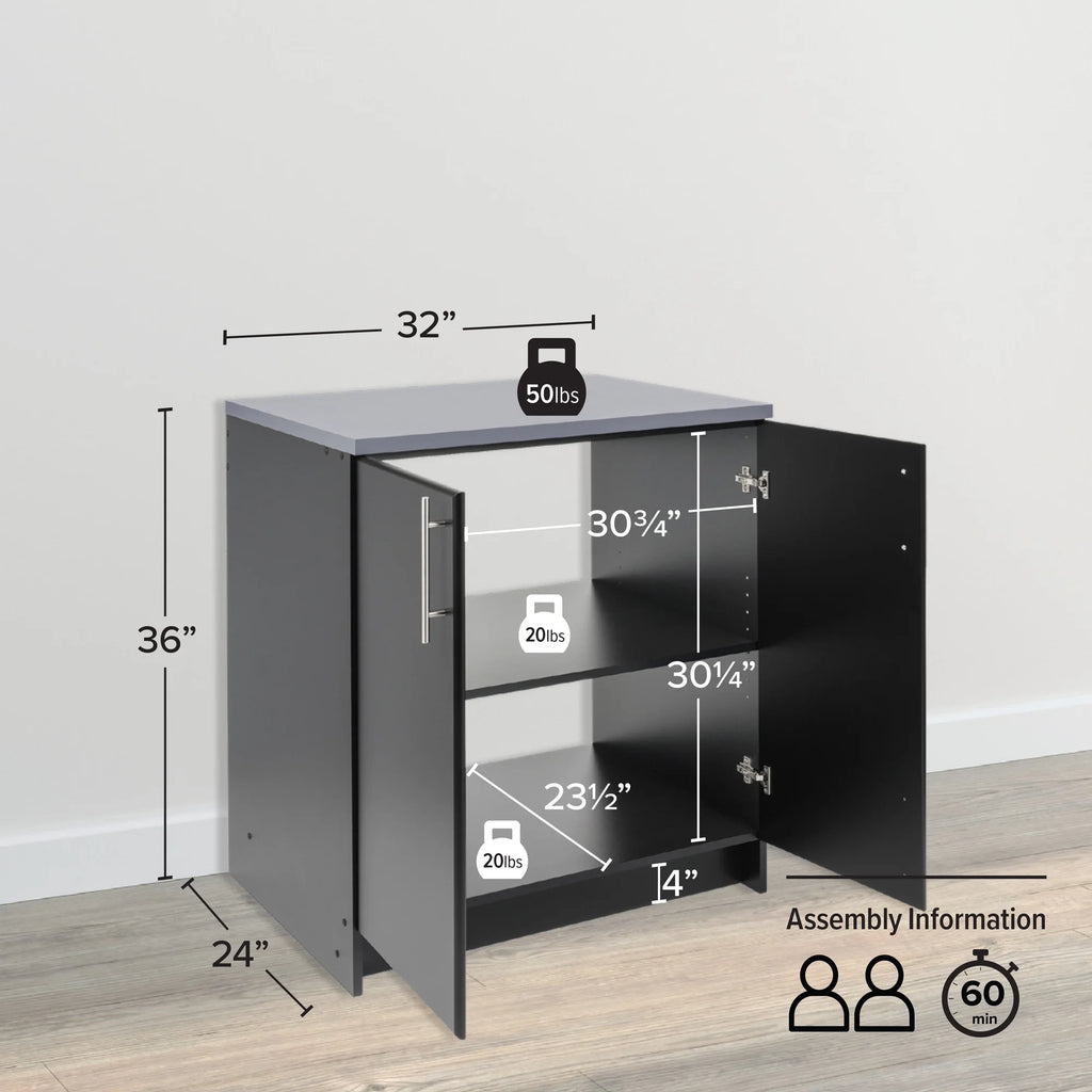 Black 32" Storage Cabinet with 1 Adjustable Shelf M14690